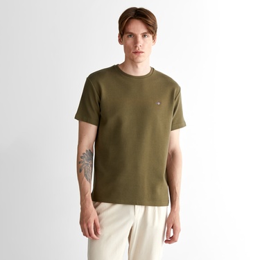  GANT Erkek Yeşil Regular Fit Bisiklet Yaka T-Shirt