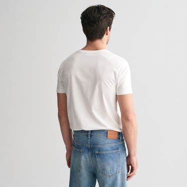  GANT Erkek Beyaz Slim Fit V Yaka T-Shirt