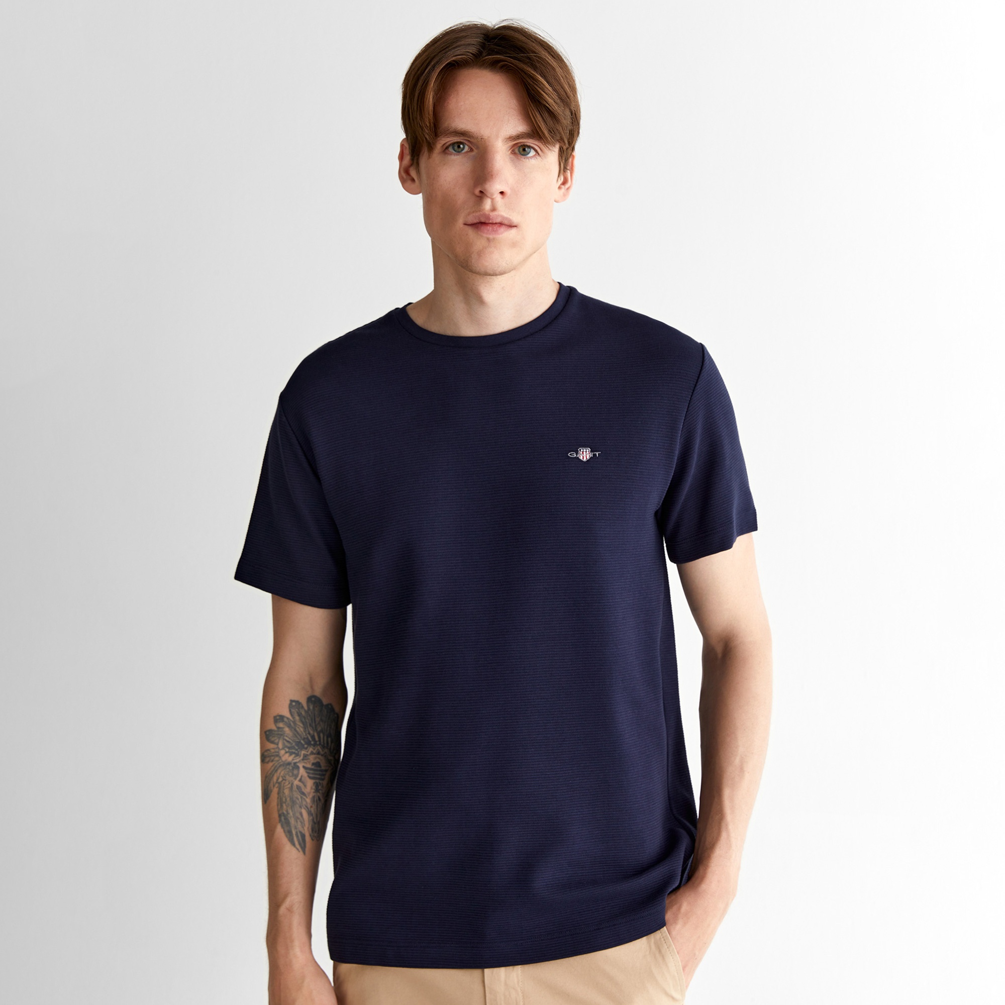 GANT Erkek Lacivert Regular Fit Bisiklet Yaka T-Shirt