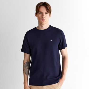  GANT Erkek Lacivert Regular Fit Bisiklet Yaka T-Shirt