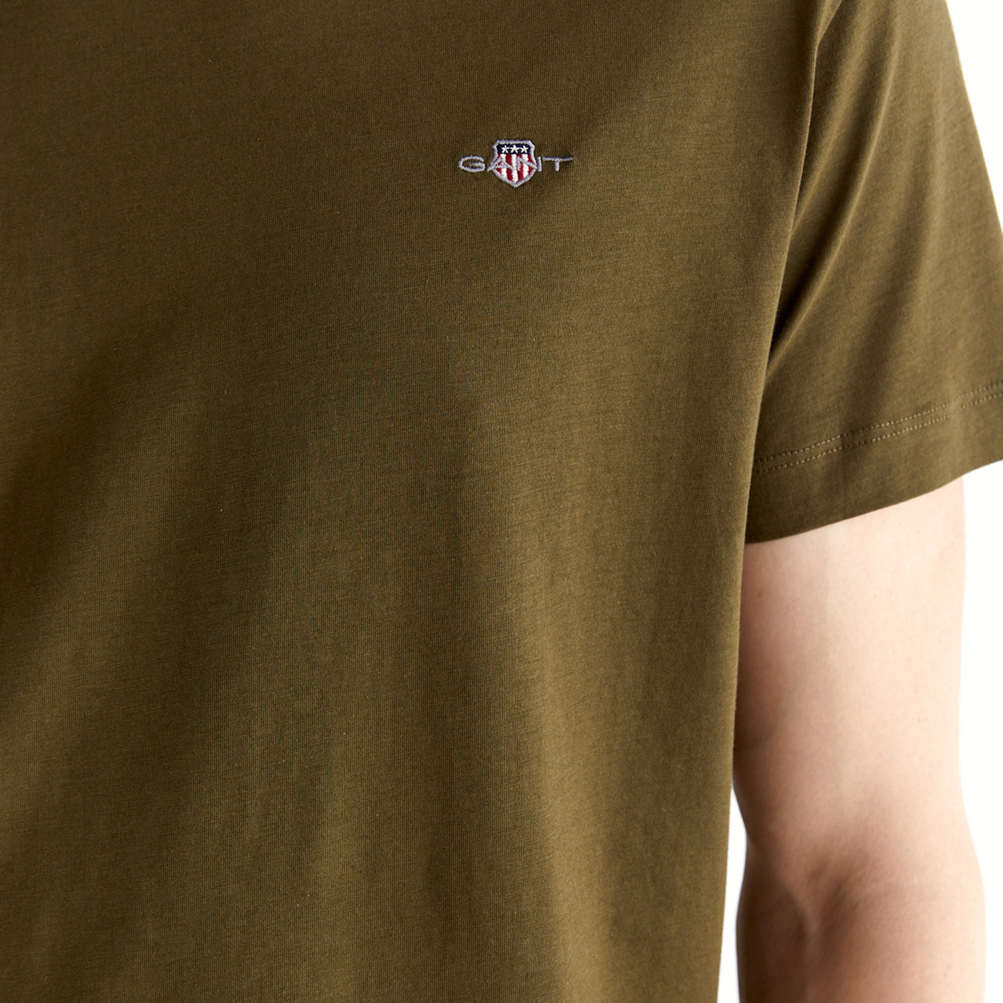 GANT Erkek Yeşil Regular Fit Bisiklet Yaka T-shirt