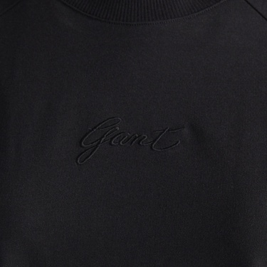  GANT Kadın Siyah Bisiklet Yaka Logolu T-Shirt