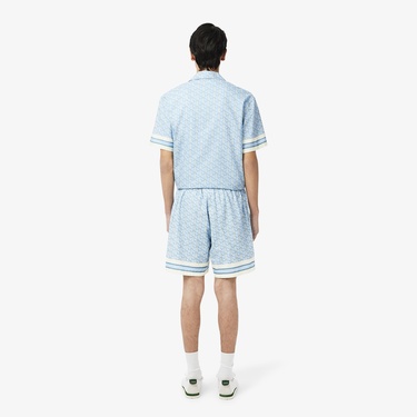  Lacoste Lightweight Monogram Print Erkek Mavi Şort