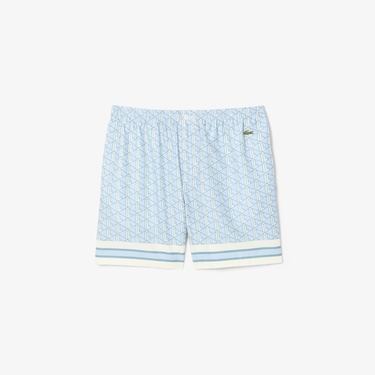  Lacoste Lightweight Monogram Print Erkek Mavi Şort