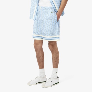  Lacoste Lightweight Monogram Print Erkek Mavi Şort