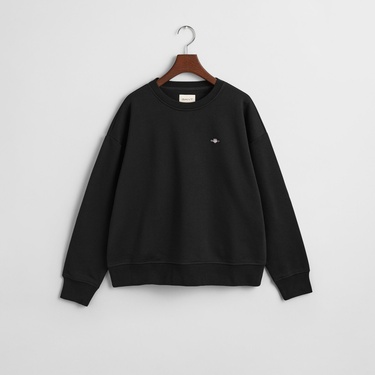  GANT Kadın Siyah Relaxed Fit Bisiklet Yaka Sweatshirt