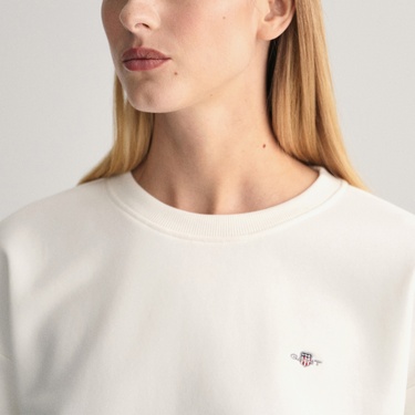  GANT Kadın Beyaz Relaxed Fit Bisiklet Yaka Sweatshirt