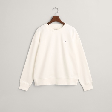  GANT Kadın Beyaz Relaxed Fit Bisiklet Yaka Sweatshirt