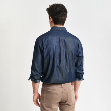  GANT Erkek Lacivert Regular Fit Düğmeli Yaka Gömlek