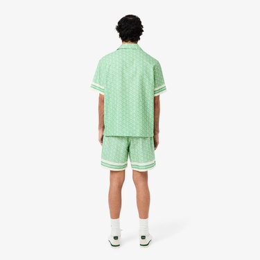  Lacoste Lightweight Monogram Print Erkek Yeşil Şort