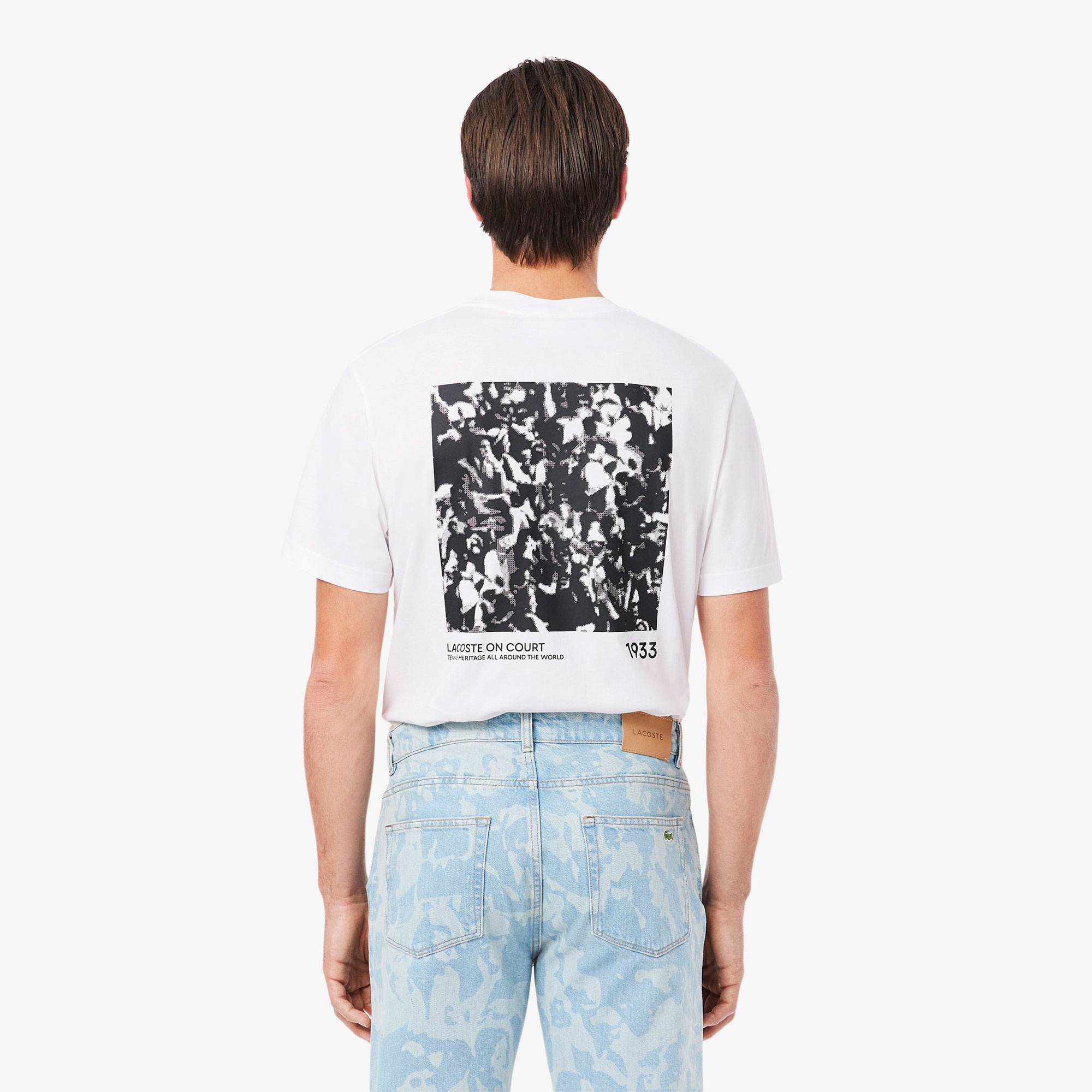 Lacoste Print Motif Erkek Beyaz T-Shirt