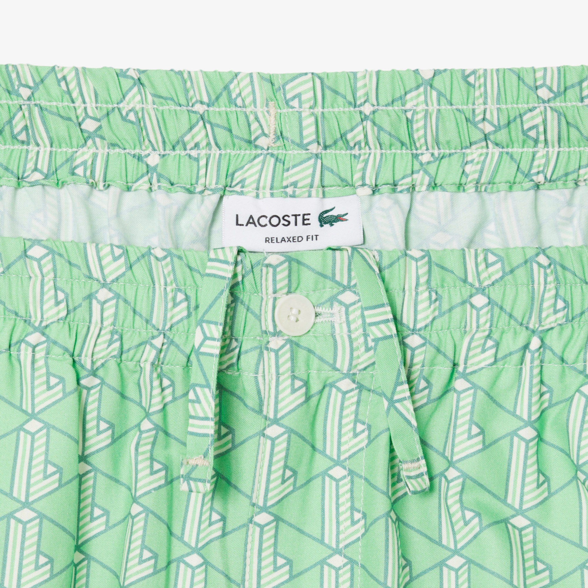 Lacoste Lightweight Monogram Print Erkek Yeşil Şort