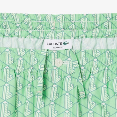  Lacoste Lightweight Monogram Print Erkek Yeşil Şort