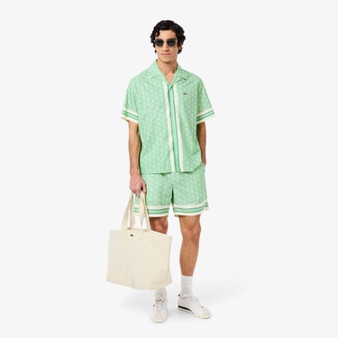  Lacoste Lightweight Monogram Print Erkek Yeşil Şort
