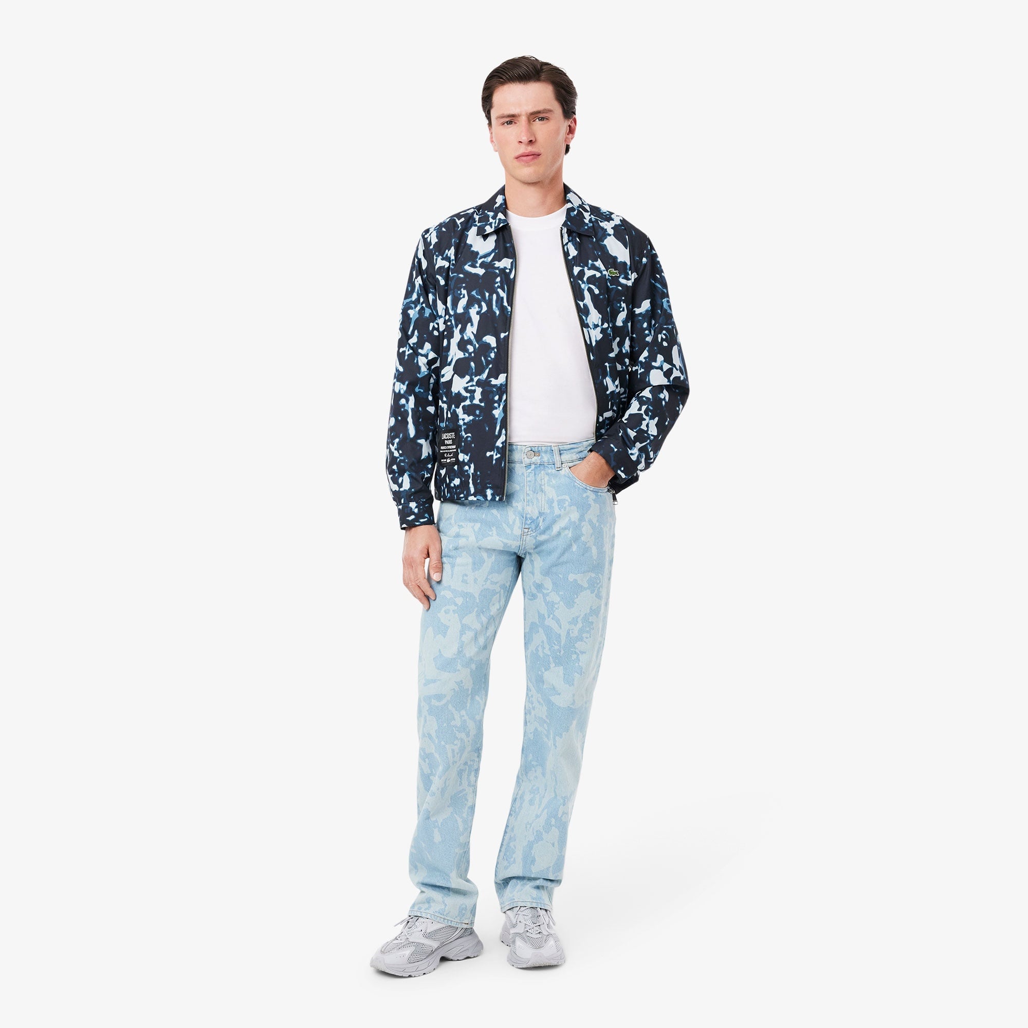 Lacoste Print Motif Erkek Beyaz T-Shirt