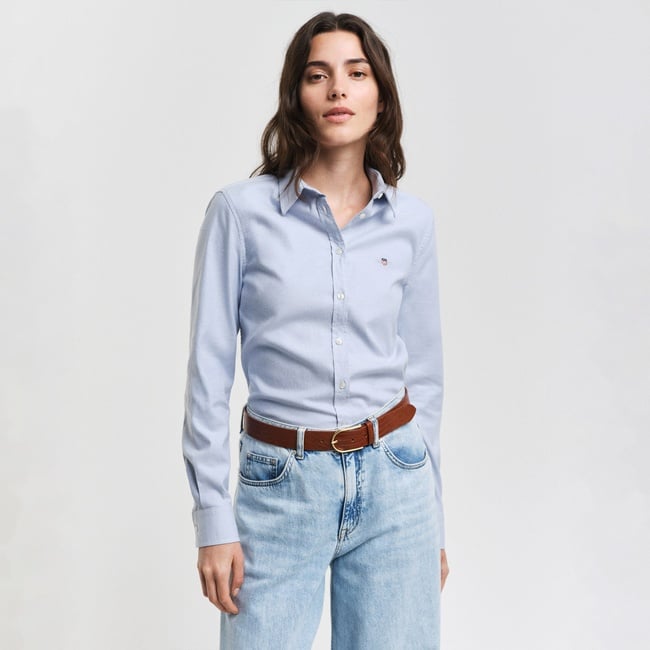  GANT Kadın Mavi Slim Fit Klasik Yaka Oxford Gömlek