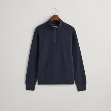  GANT Erkek Lacivert Regular Fit Yarım Fermuarlı Sweatshirt
