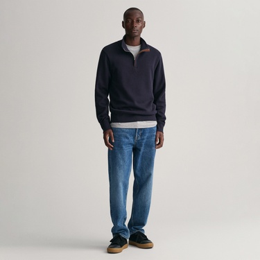  GANT Erkek Lacivert Regular Fit Yarım Fermuarlı Sweatshirt