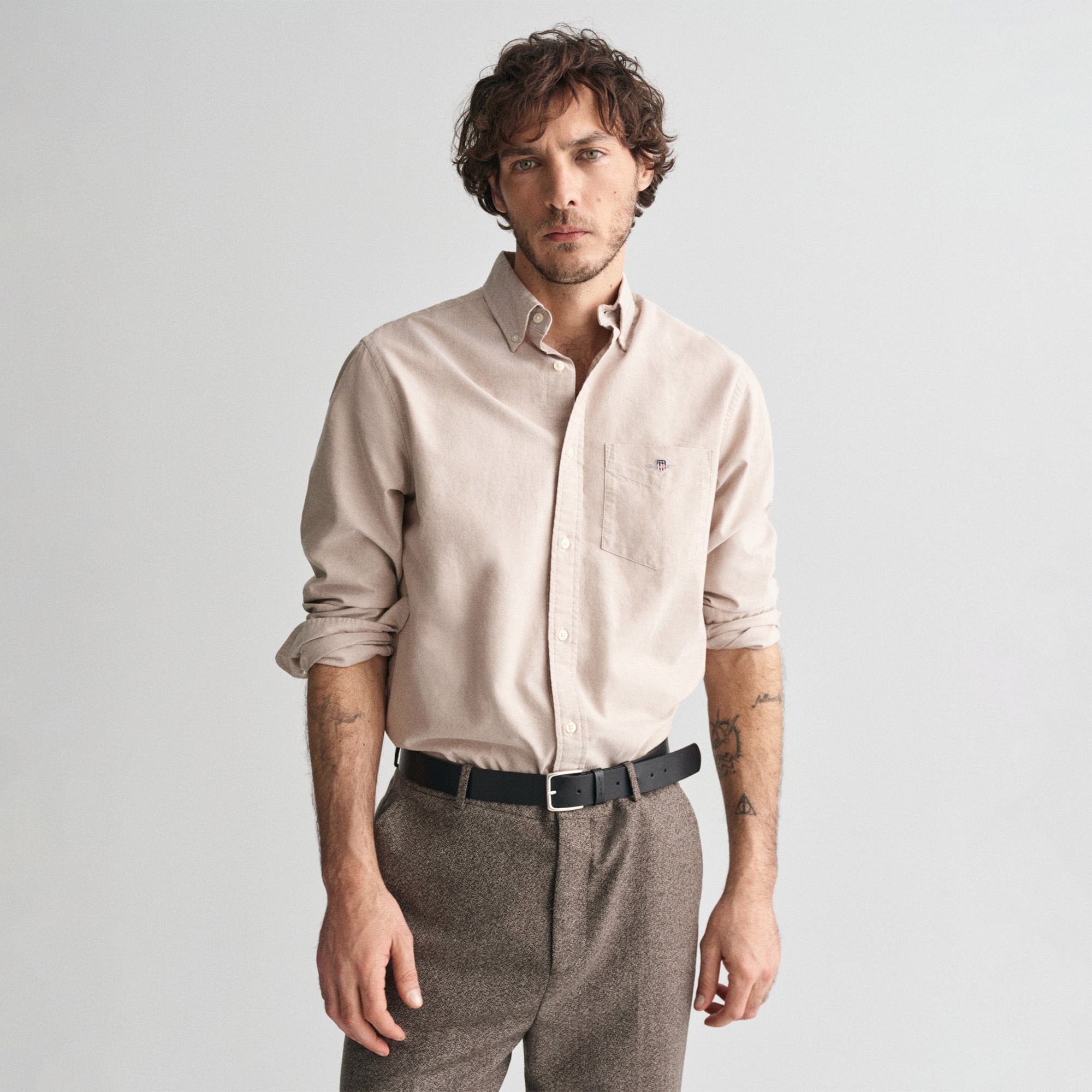 GANT Erkek Kahverengi Regular Fit Düğmeli Yaka Oxford Gömlek