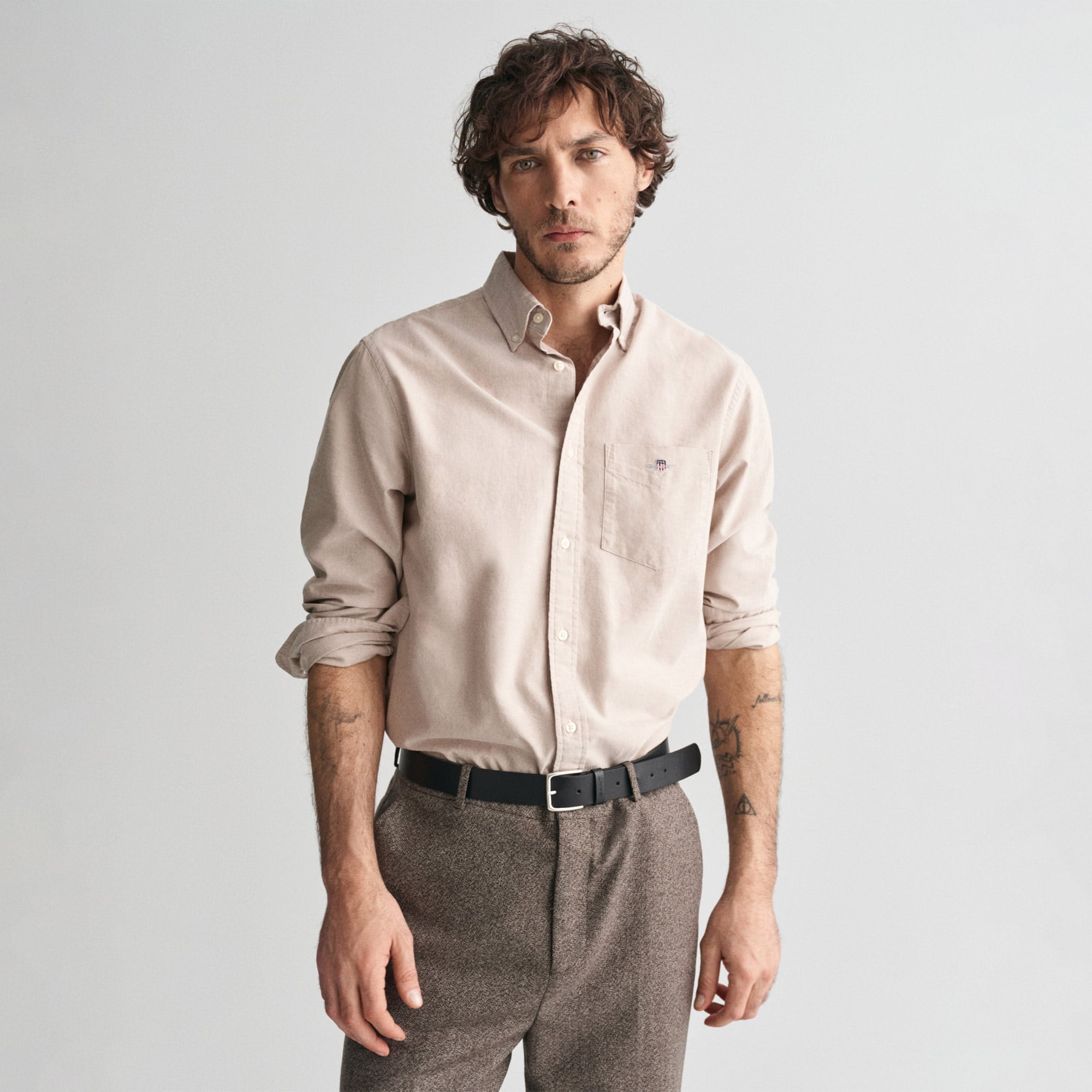  GANT Erkek Kahverengi Regular Fit Düğmeli Yaka Oxford Gömlek