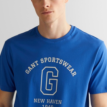  GANT Erkek Lacivert Regular Fit Bisiklet Yaka Logolu T-Shirt