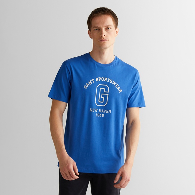  GANT Erkek Lacivert Regular Fit Bisiklet Yaka Logolu T-Shirt
