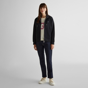  GANT Kadın Siyah Relaxed Fit Kapüşonlu Sweatshirt