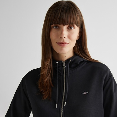  GANT Kadın Siyah Relaxed Fit Kapüşonlu Sweatshirt