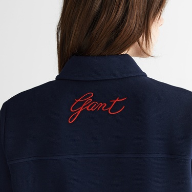  GANT Kadın Lacivert Yarım Fermuarlı Logolu Elbise