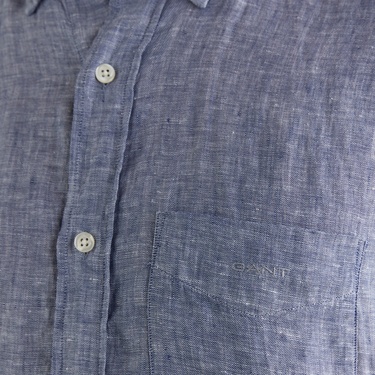  GANT Erkek Mavi Regular Fit Klasik Yaka Keten Gömlek