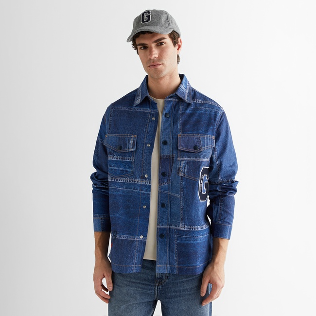  GANT Erkek Mavi Oversize Fit Gömlek Yaka Logolu Gömlek