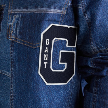  GANT Erkek Mavi Oversize Fit Gömlek Yaka Logolu Gömlek