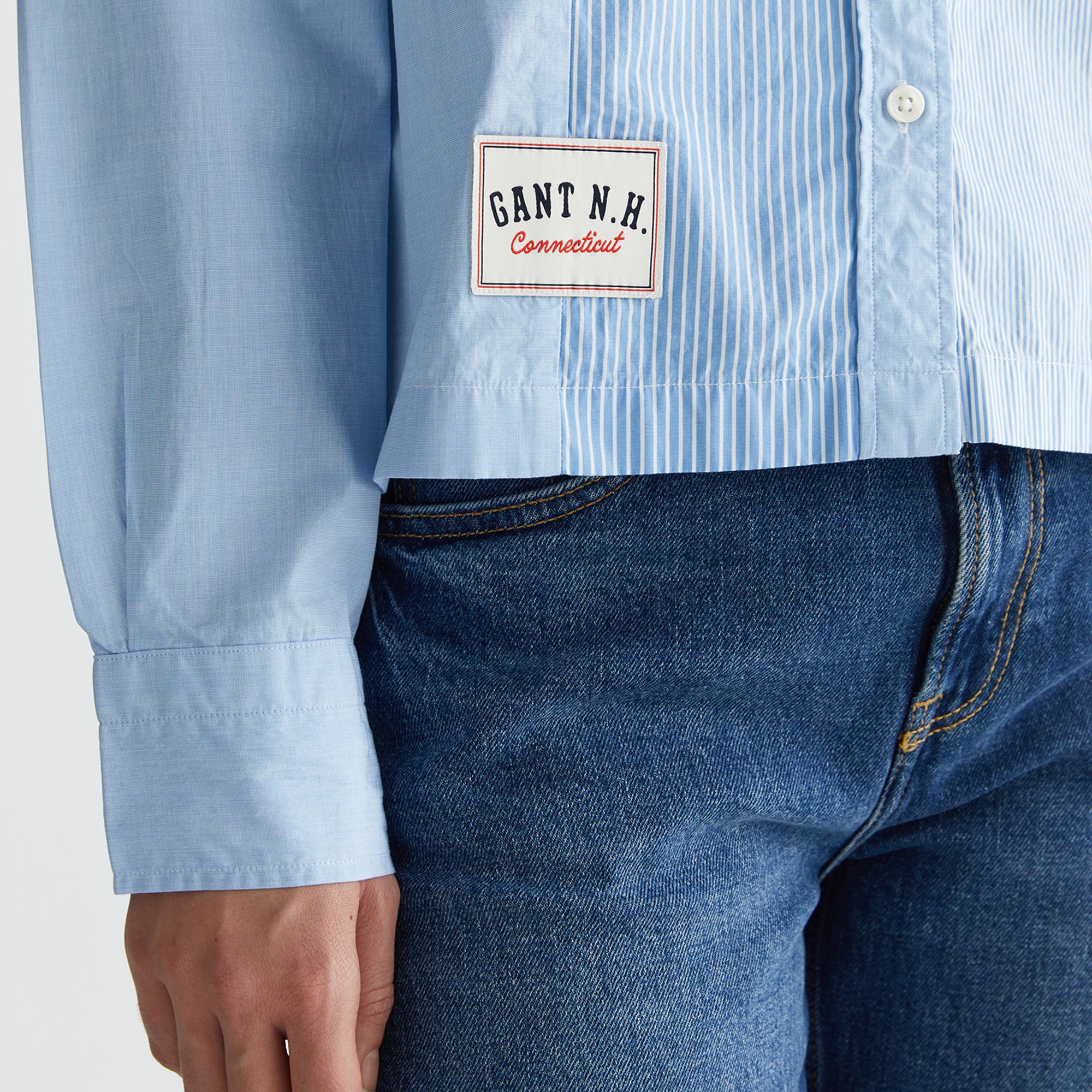 GANT Kadın Mavi Klasik Yaka Çizgili Gömlek