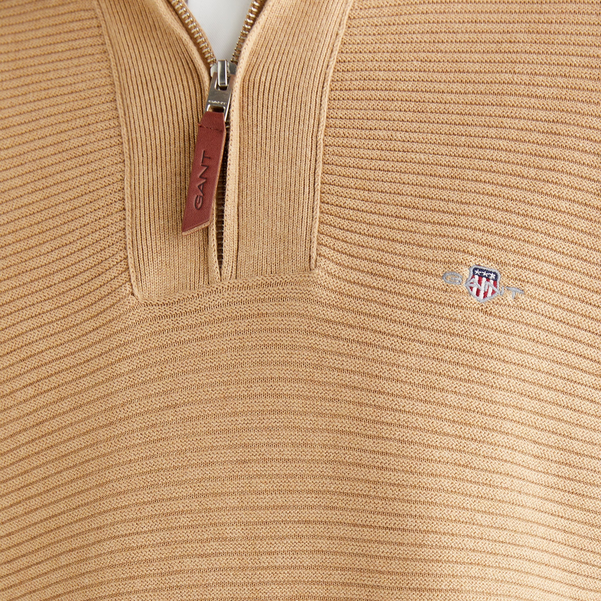 GANT Erkek Bej Regular Fit Yarım Fermuarlı Triko
