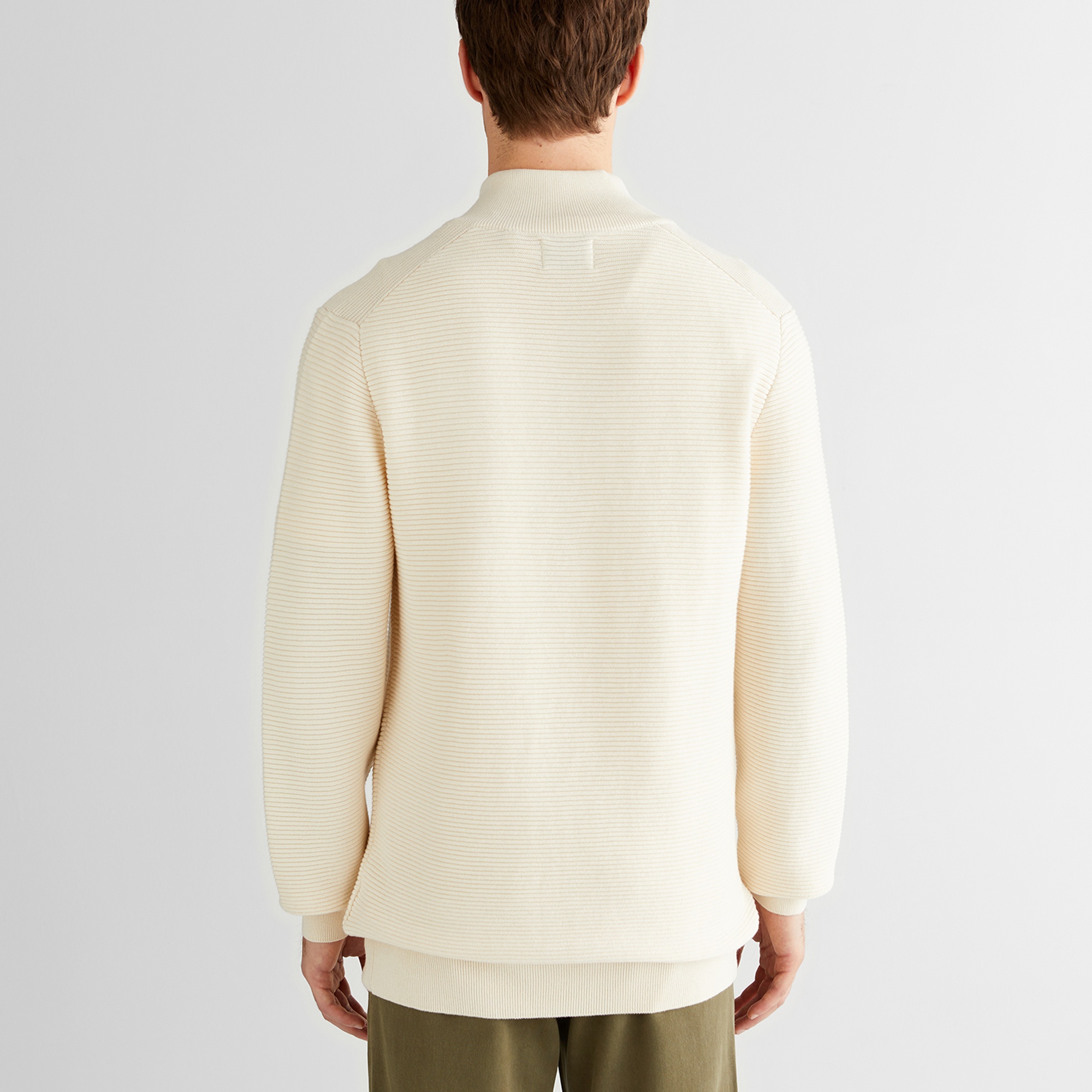 GANT Erkek Krem Regular Fit Yarım Fermuarlı Triko