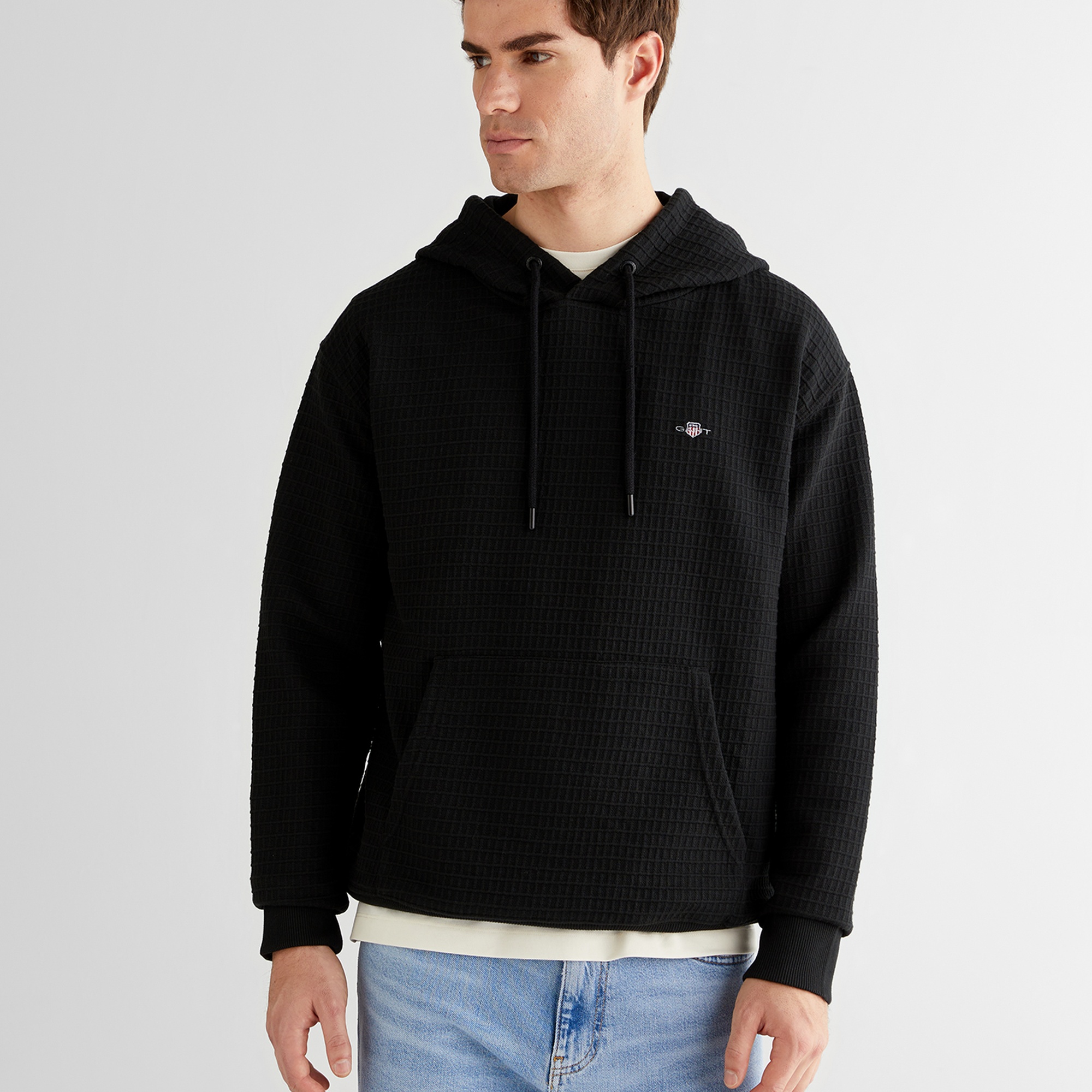 GANT Erkek Siyah Regular Fit Kapüşonlu Sweatshirt