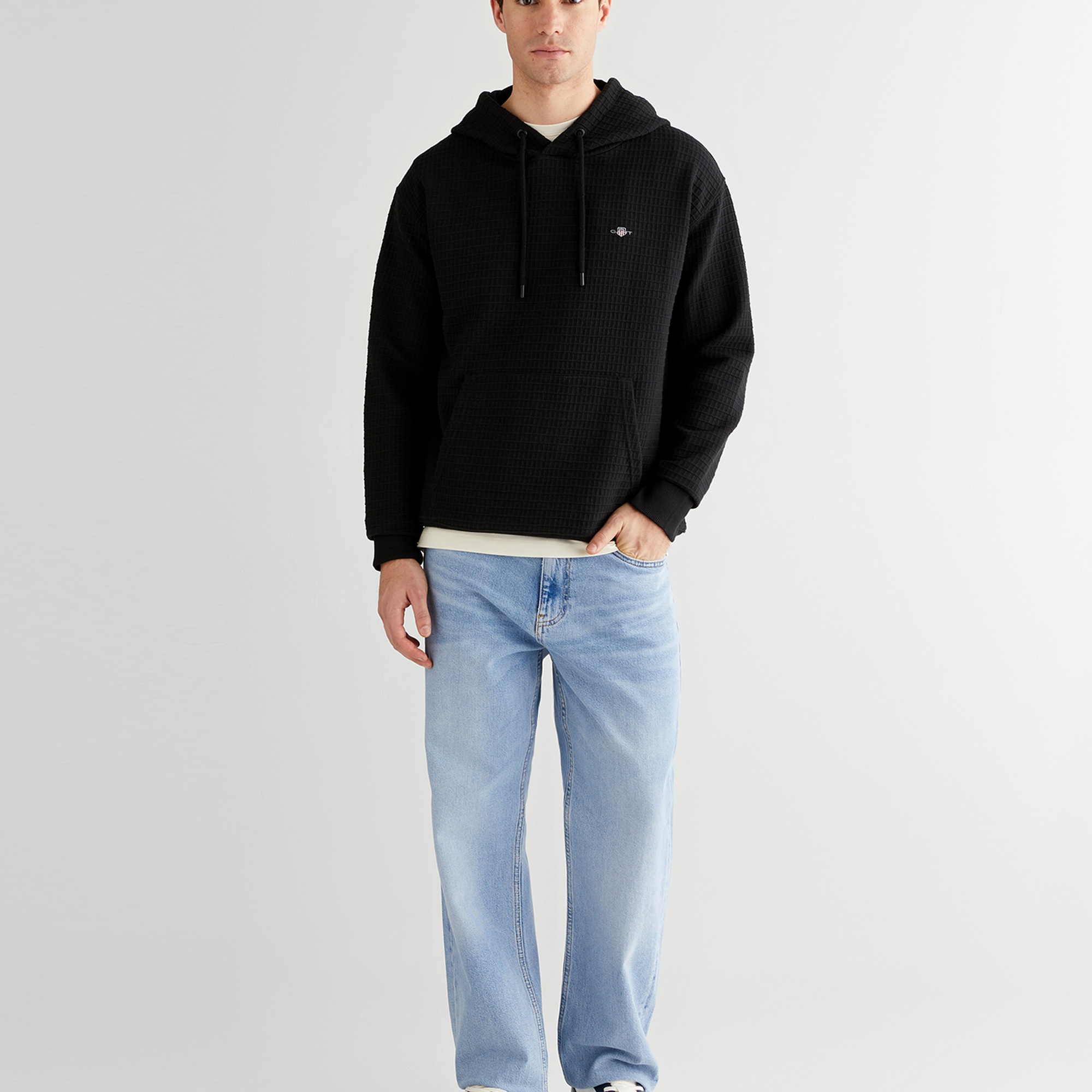 GANT Erkek Siyah Regular Fit Kapüşonlu Sweatshirt