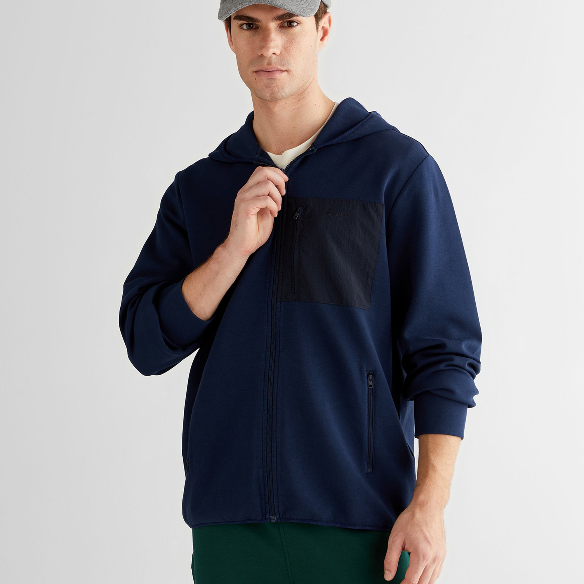 GANT Erkek Lacivert Regular Fit Kapüşonlu Sweatshirt