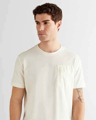  GANT Erkek Krem Regular Fit Bisiklet Yaka T-Shirt
