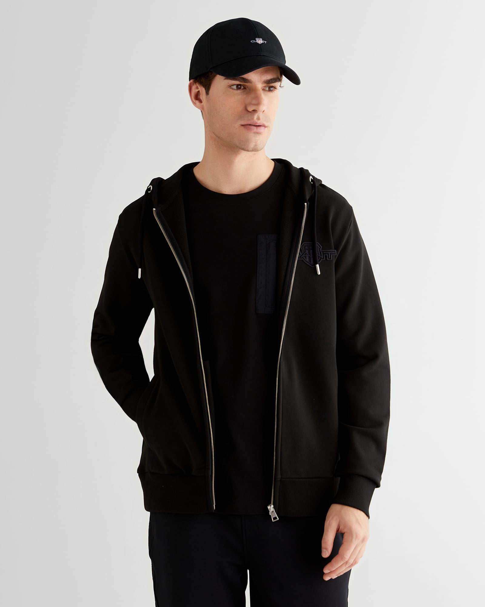  GANT Erkek Siyah Regular Fit Kapüşonlu Sweatshirt