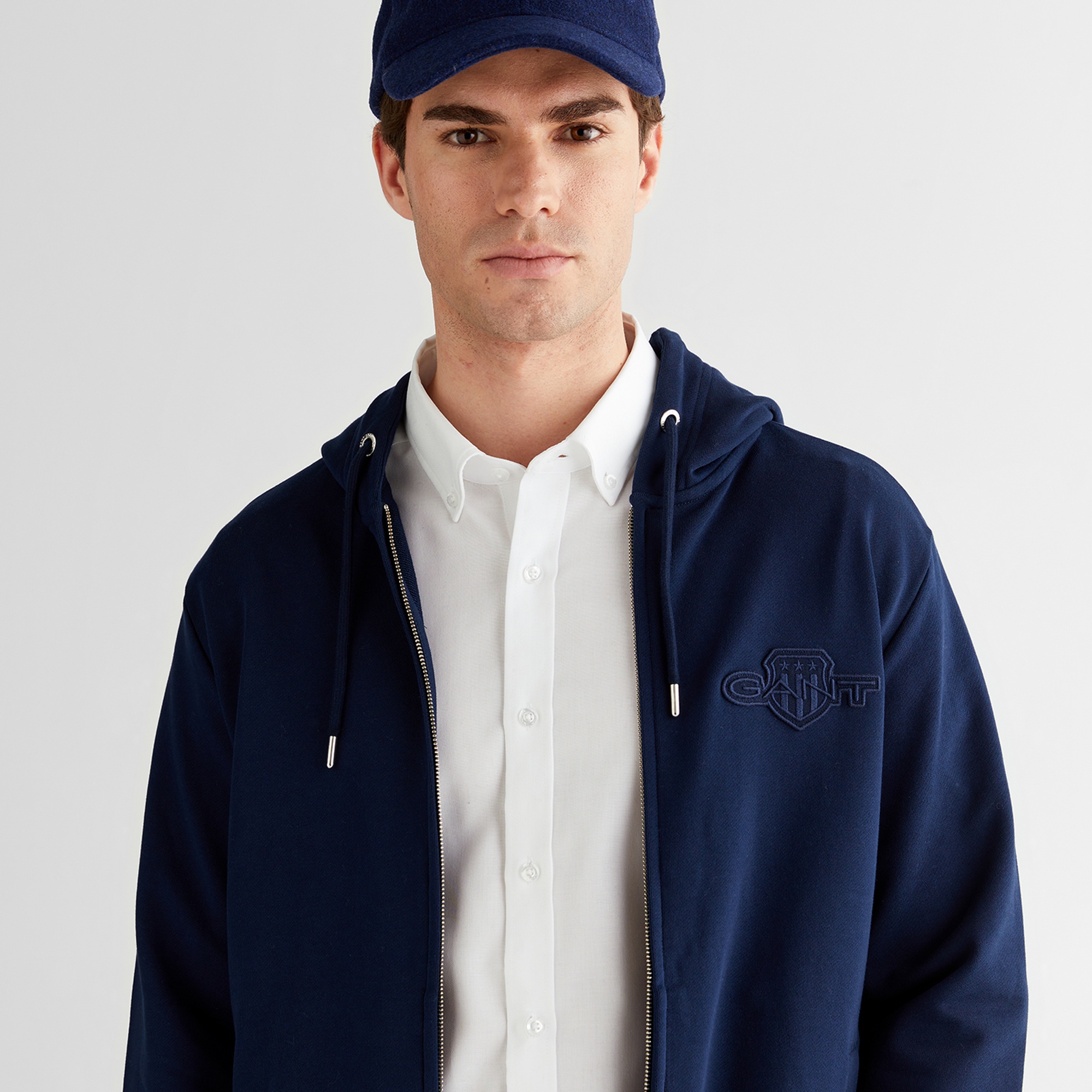 GANT Erkek Lacivert Regular Fit Kapüşonlu Sweatshirt