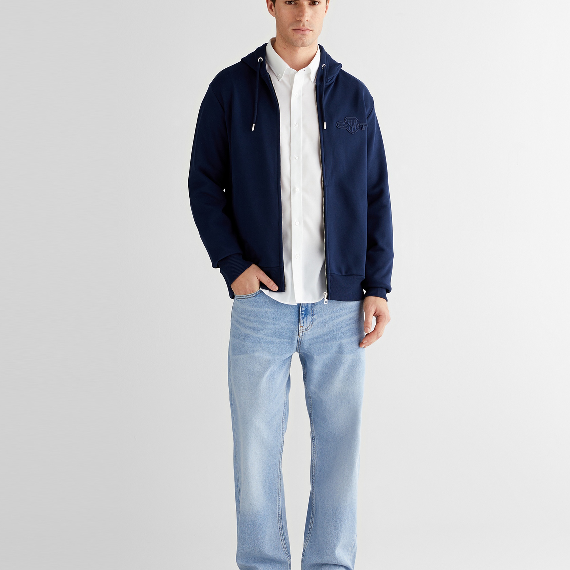 GANT Erkek Lacivert Regular Fit Kapüşonlu Sweatshirt