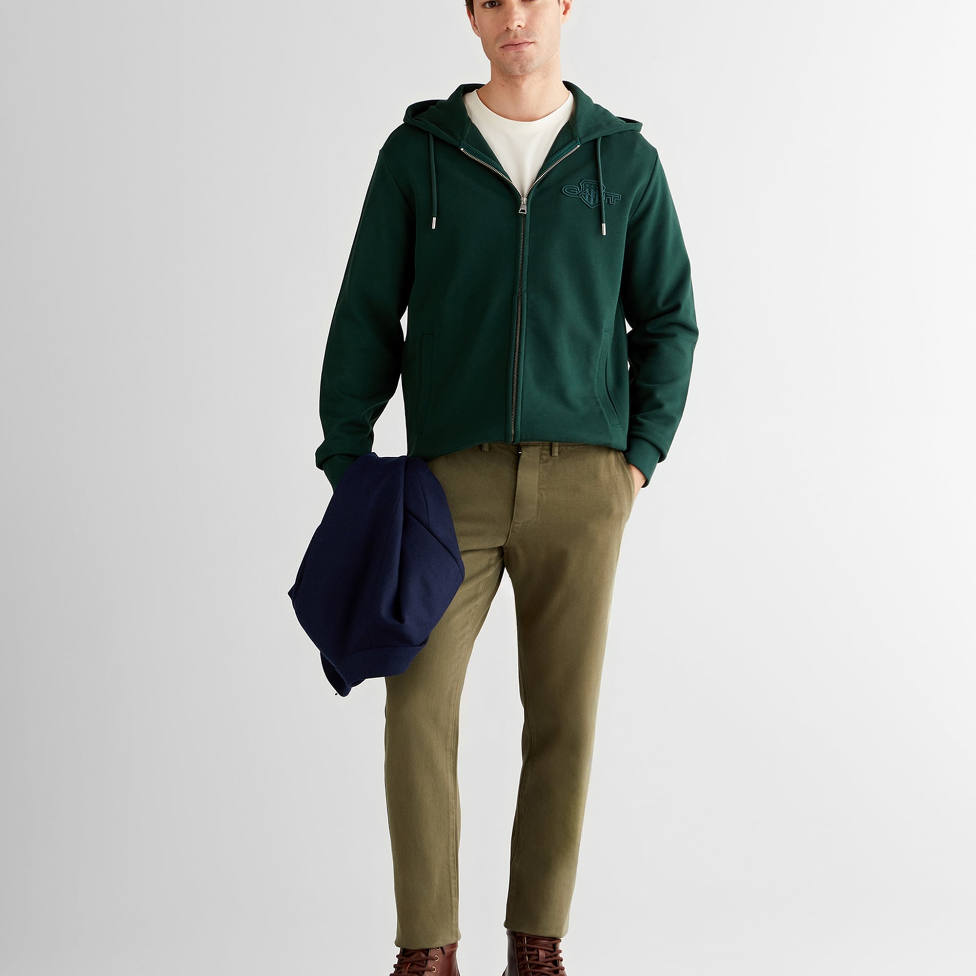 GANT Erkek Yeşil Regular Fit Kapüşonlu Sweatshirt