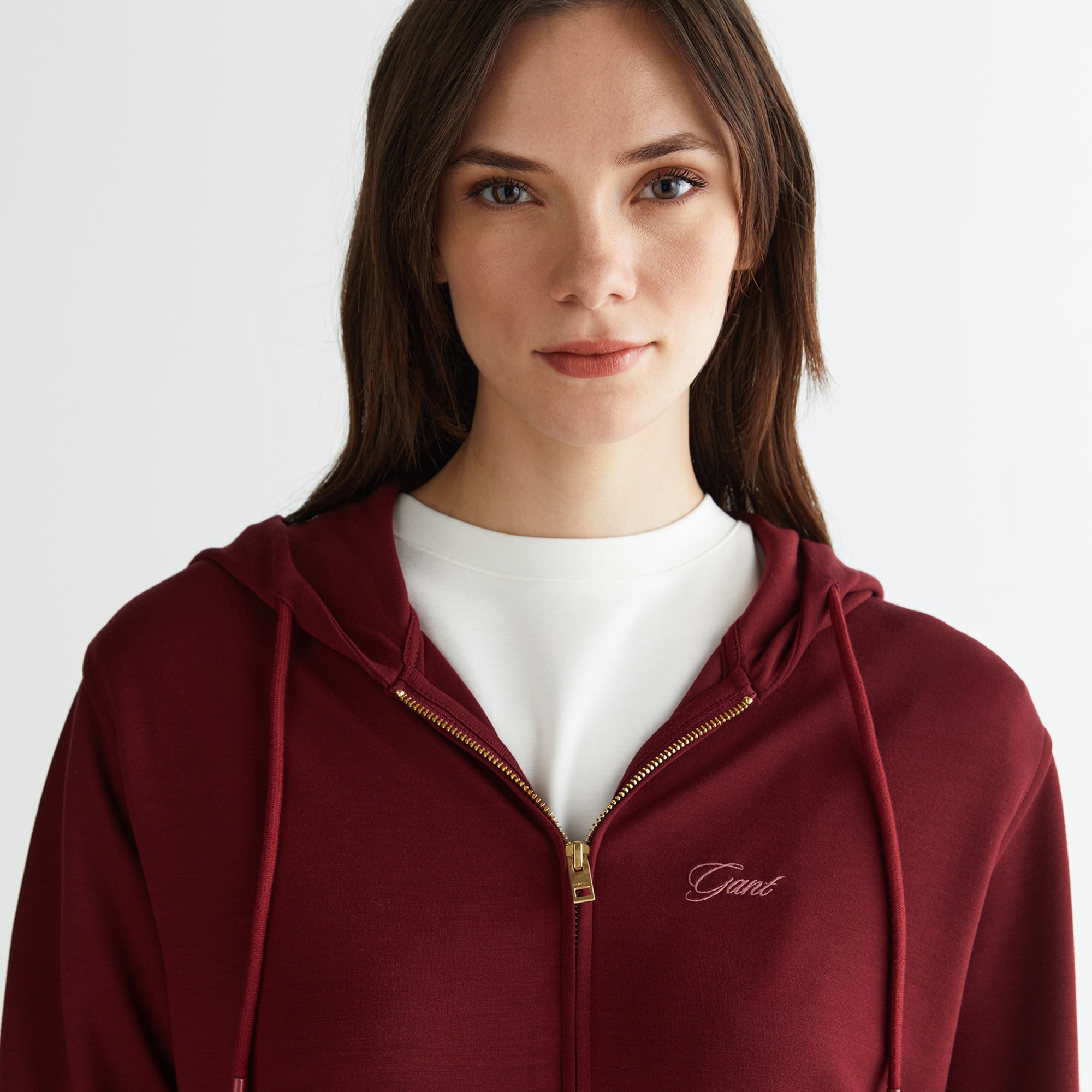 GANT Kadın Kahverengi Regular Fit Fermuarlı Sweatshirt