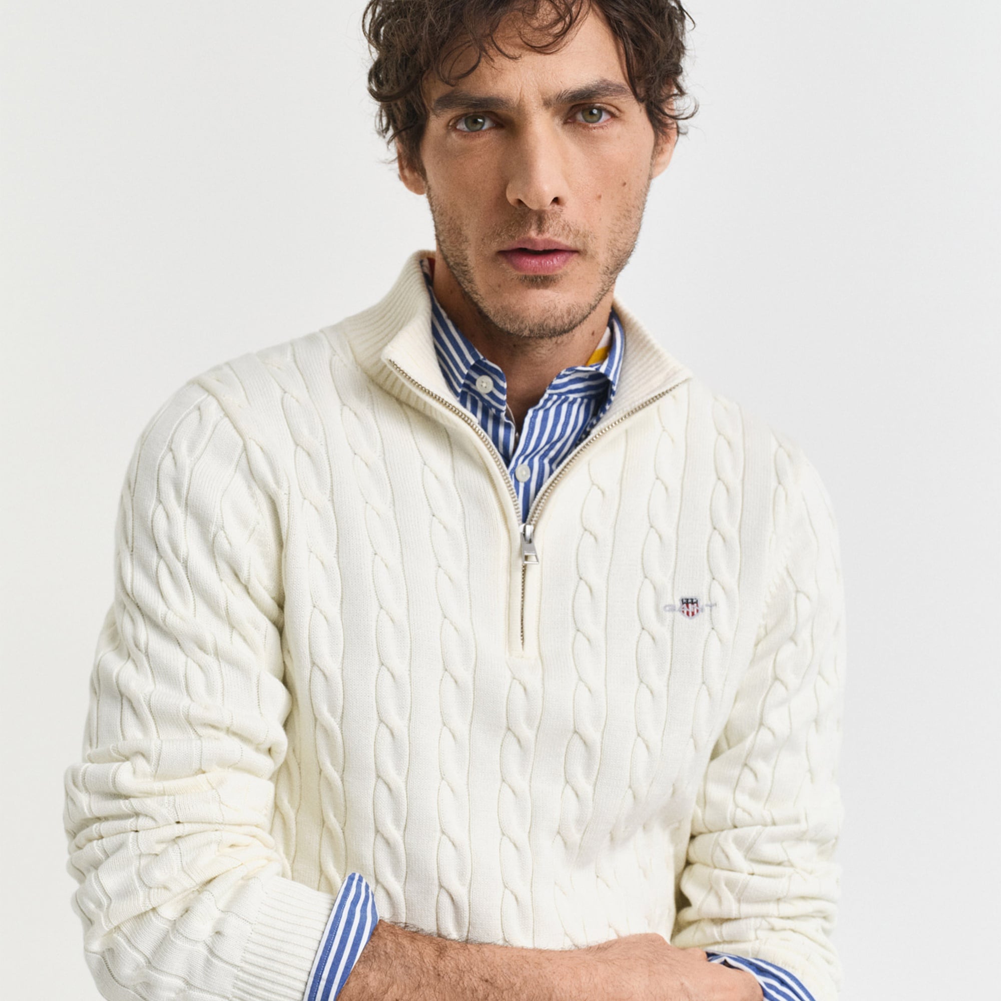 GANT Erkek Krem Regular Fit Örgü Kazak