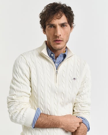  GANT Erkek Krem Regular Fit Örgü Kazak