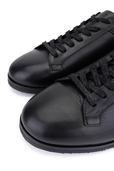  Tamer Tanca Erkek Hakiki Deri Siyah Deri Casual Ayakkabı