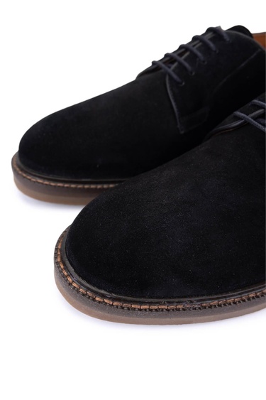  Tamer Tanca Erkek Hakiki Deri Siyah Süet Casual Ayakkabı