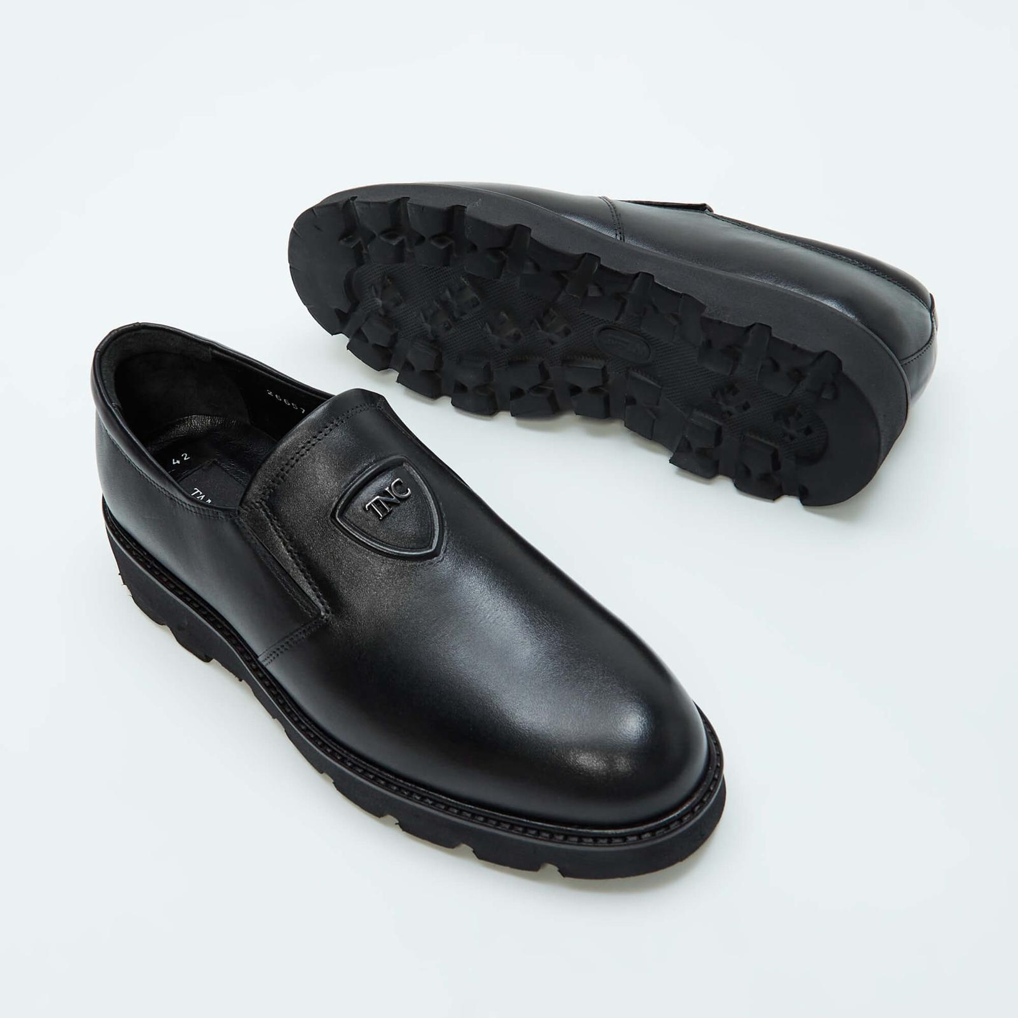 Tamer Tanca Erkek Hakiki Deri Siyah Deri Casual Ayakkabı