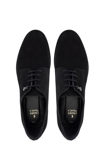  Tamer Tanca Erkek Hakiki Deri Siyah Nubuk Casual Ayakkabı